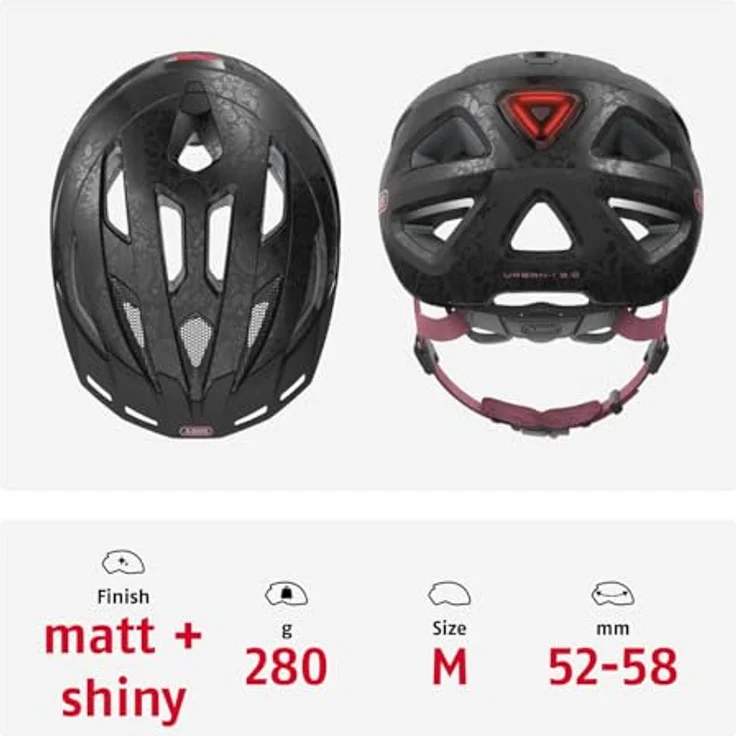 Abus Urban I 3. 0 Fahrradhelm - Blumenmuster/Schwarz 52 - 58 cm – Bild 4