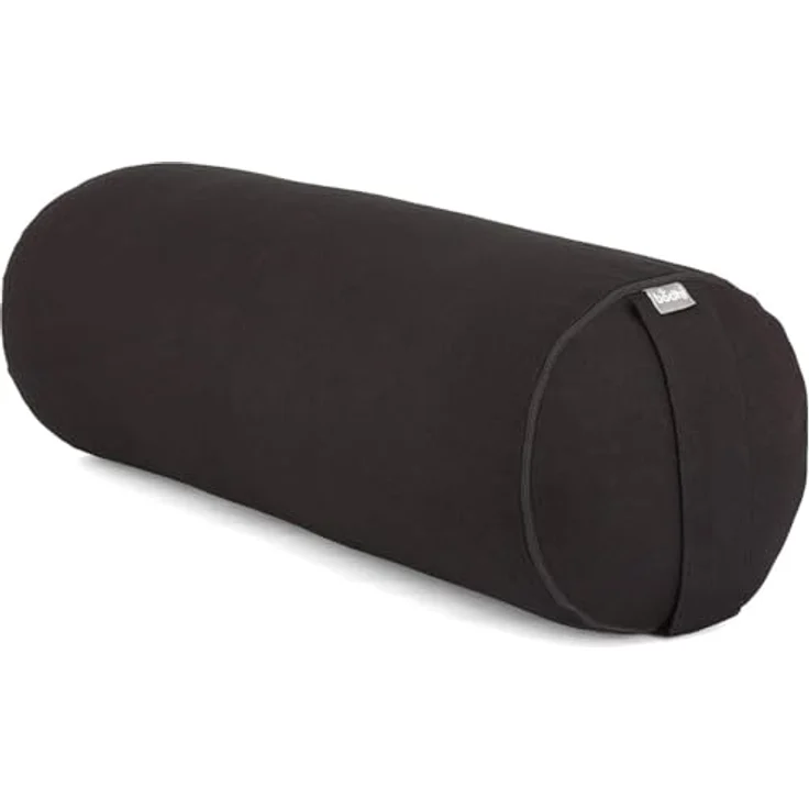 Bodhi Yoga Bolster Rolle Ø 22 cm | Yogarolle mit Bio-Dinkelfüllung | Yogakissen für Restorative & Yin Yoga | Waschbarer Bezug aus Baumwolle | Pilates Kissen mit Trageschlaufe (schwarz) – Bild 1