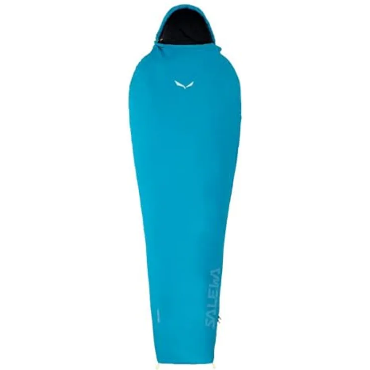 Salewa Micro II 800 Powerloft-Schlafsack, leichter Kunstfaserschlafsack für alpine Trekkingtouren, Komforttemperatur 11 °C, blau, für Körpergröße bis 185 cm, LEFT