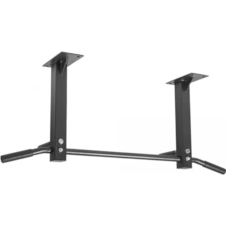 GORILLA SPORTS® Klimmzugstange - Deckenmontage, inkl. Montagematerial, bis 350 kg Belastbar, rutschfeste Griffe, Stabil, aus Stahl, Schwarz/Weiß - Pull Up Bar, Klimmzugstange Decke, Reckstange – Bild 1