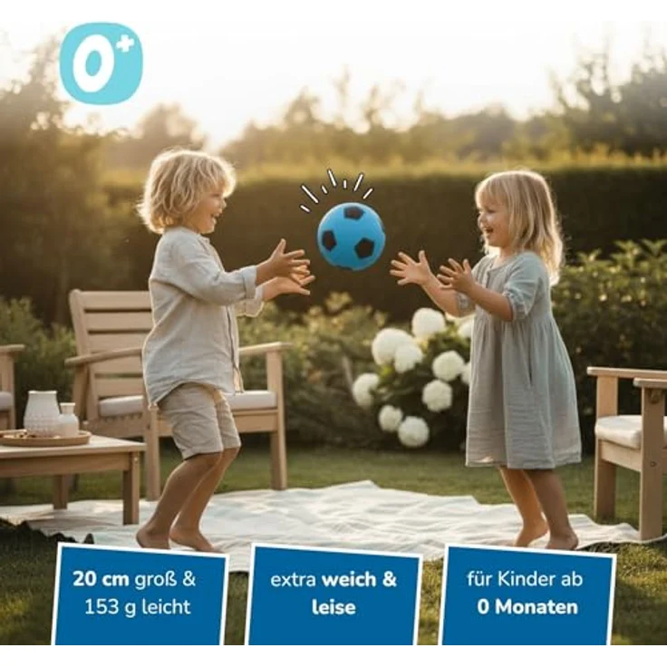 ALLDORO Schaumstoffball Ø 20 cm, blauer Fußball mit weichem Design, ideal für Kinder ab 0 Jahren – Bild 2