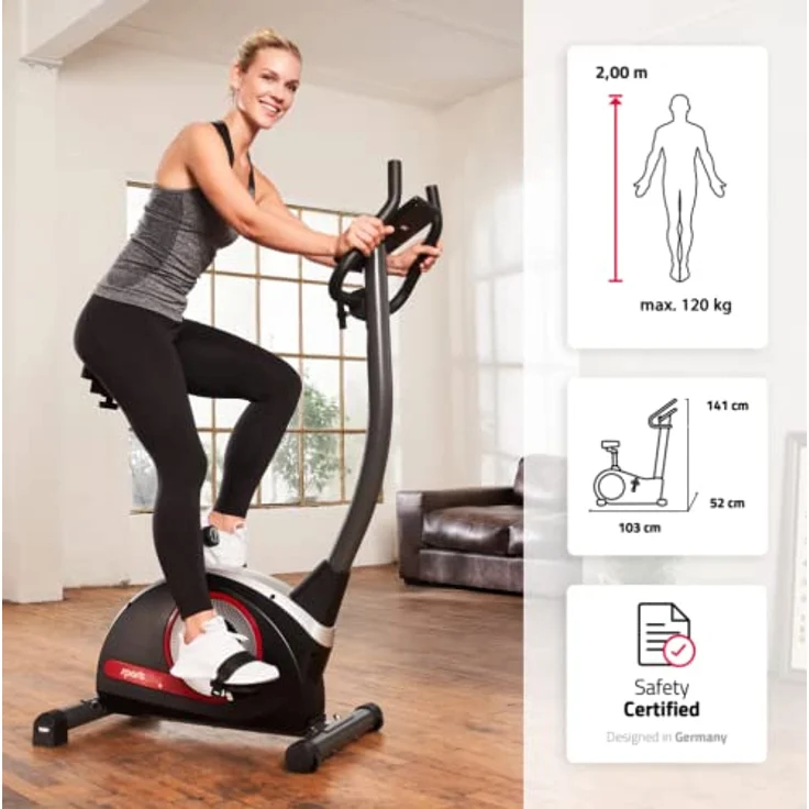 iE Neu SportPlus COMPACT Heimtrainer Fahrrad, 24 Widerstandsstufen, integrierte Herzfrequenz-Messer & App-Kompatibel, Home Fitness – Bild 2