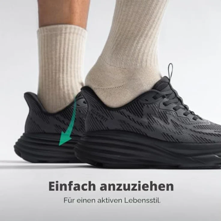 ALLSWIFIT Herren Walking Schuhe, Slip-On Laufsneakers mit hochreaktiver EVA-Zwischensohle, Gr. 46, Schwarz – Bild 5