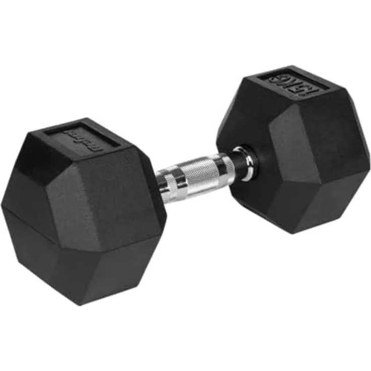 REBEL ACTIVE Gummibeschichtete Gusseisen-Hanteln, 2x15 kg für effektives Krafttraining – Bild 3