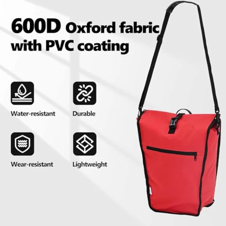 vidaXL Fahrradtasche Rot, 34 x 16 x 59 cm aus robustem Polyester, wasserabweisend und leicht montierbar – Bild 4