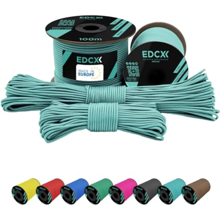 EdcX Paracord 275, 2mm Nylon Seil mit 220 lbs Bruchlast, Skylight, 100 m Spule