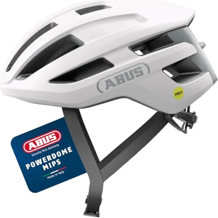 ABUS Rennradhelm PowerDome MIPS, leichter Fahrradhelm mit Belüftungssystem und Aufprallschutz, Polar Weiß, Größe S, für Damen und Herren – Bild 1