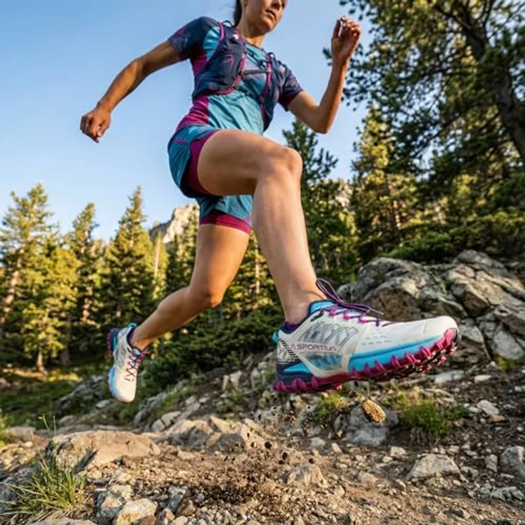 La Sportiva Bushido III Damen Trailrunning Schuhe, atmungsaktive Sohle mit FriXion® Red, Chalk/Night Sky, EU 41,5 – Bild 2