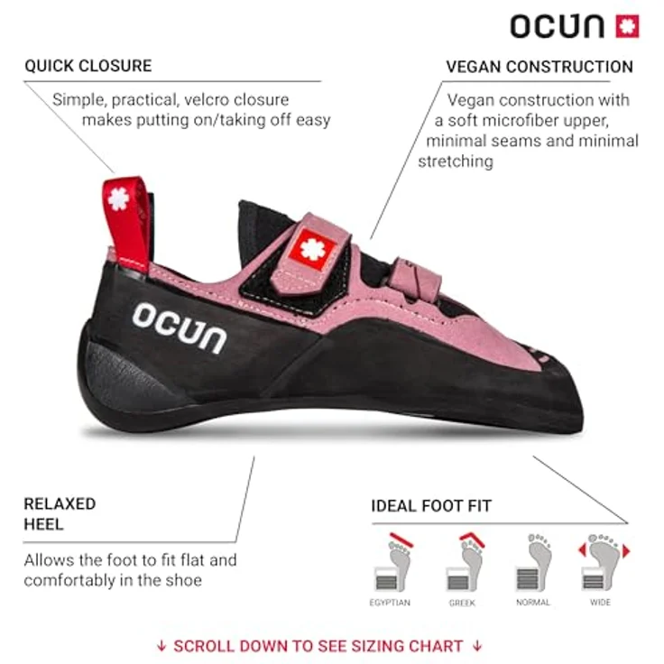 Ocun Striker QC, Herren Kletterschuhe für Einsteiger und Fortgeschrittene, rosa, mit elastischer Zunge und zwei Klettverschlüssen – Bild 2