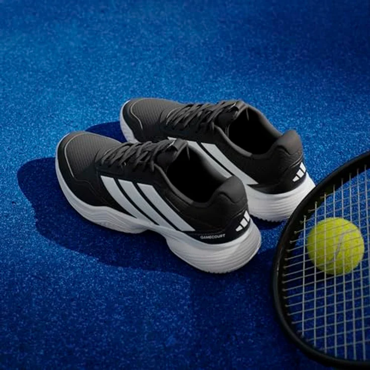 Adidas GameCourt 3 Allcourt Tennisschuh, Weiß/Core Black/Cloud White, LIGHTMOTION Dämpfung, abriebfeste Gummiaußensohle, TPU-Fersen-Clip – Bild 5