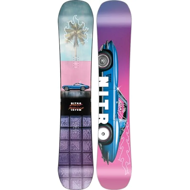 Nitro Cheap Thrills WIDE Board ´25, Freestyle Snowboard für Herren, Twin Shape, Flat-Out Rocker, Urban, 157w, Medium-Flex