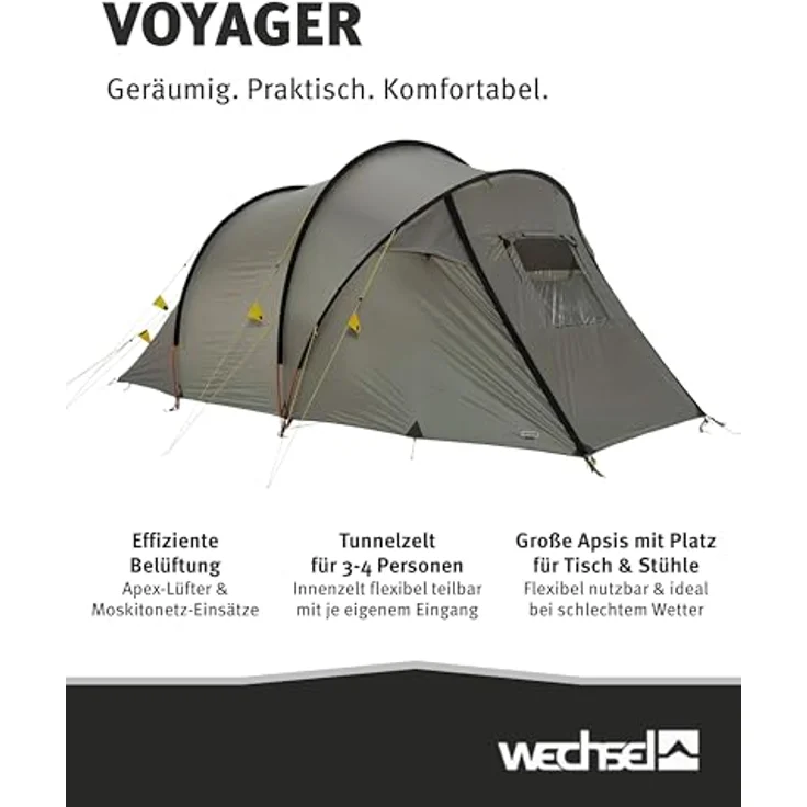 Wechsel Tents Familienzelt Voyager - Travel Line, 4-Personen Zelt mit 1,80 m Stehhöhe und unterteilbarer Schlafkabine – Bild 2