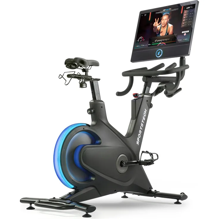 Sportstech Speedbike sBike, Ergometer mit 21,5" Touch-Display, LED-Feedback und Kursintegration