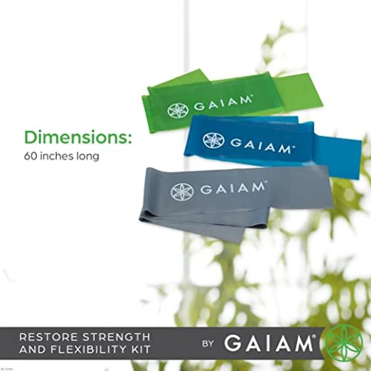 Gaiam Massage-Therapie Restore Strength and Flexibility Kit, drei farbkodierte Pilates-Bänder für verbesserte Flexibilität und Beweglichkeit, inklusive Übungsanleitung – Bild 5