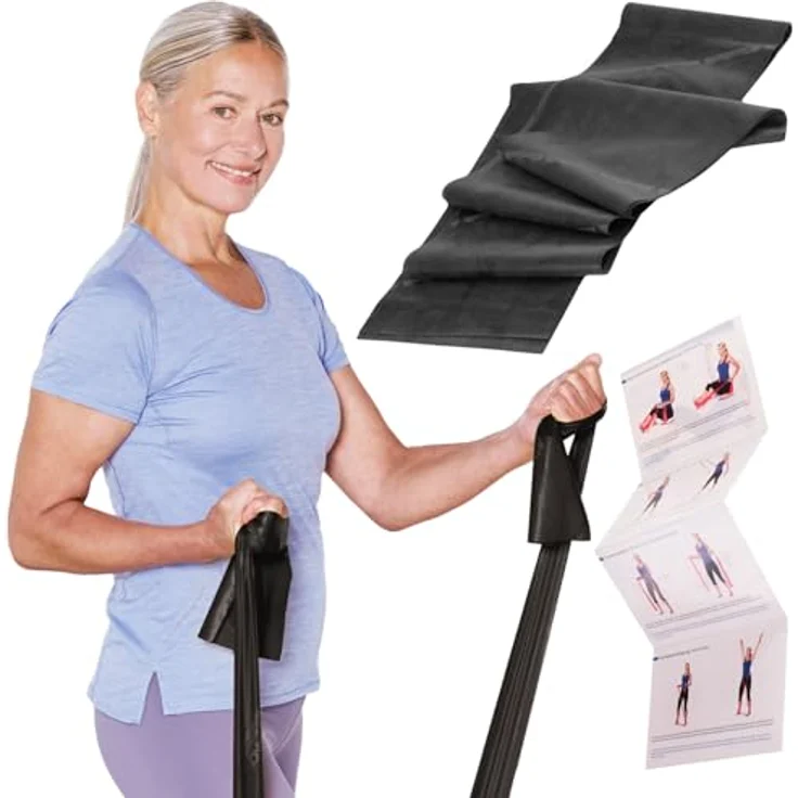 THERABAND 2,50m Fitnessband aus 100% Naturlatex mit Anleitung in schwarz | Gymnastikband für Ganzkörpertraining | Widerstandsband für Zuhause | Pilates-Band für effektives Krafttraining – Bild 1