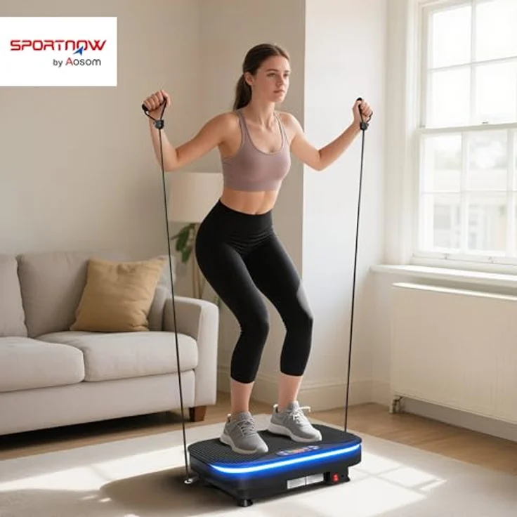 SPORTNOW Vibrationsplatte Rüttelplatte mit 99 Intensitätsstufen, 3 Vorprogrammen, Bluetooth, Kompakt-Design, für Muskelaufbau und Ganzkörpertraining, schwarz – Bild 2