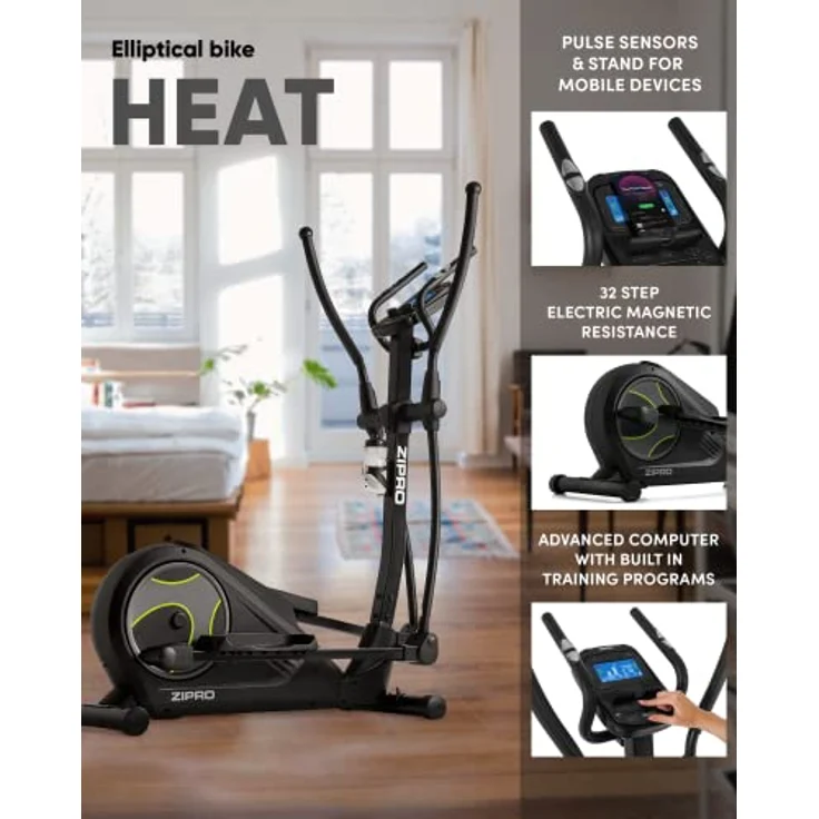 Zipro Heat | Home Magnet Orbiter bis 150 kg | iConsole+ 8-stufiges Widerstandssystem | Hometrainer misst Herzfrequenz, Kalorien, Geschwindigkeit | in schwarz – Bild 3