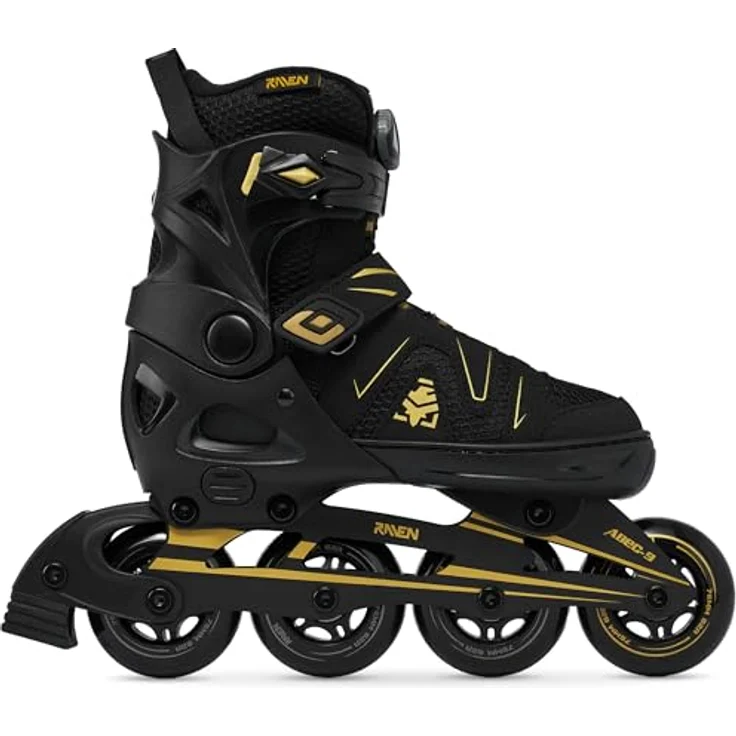 RAVEN Pulse Inline Skates PRO Gold, 2in1 Inliner und Schlittschuhe verstellbar, PU-Rollen 76 mm, Größe 40-43 (25,5-28 cm) – Bild 1