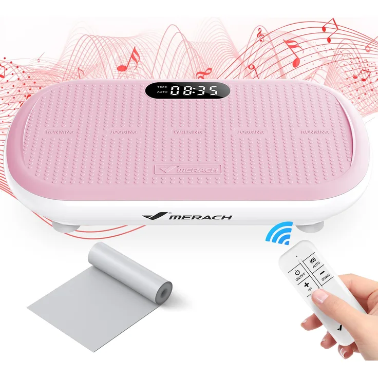 Merach Vibrationsplatte Trainingsgerät mit Bluetooth, 10 Intensitätsstufen, für Ganzkörpertraining, bis 200 kg, 200W Motor