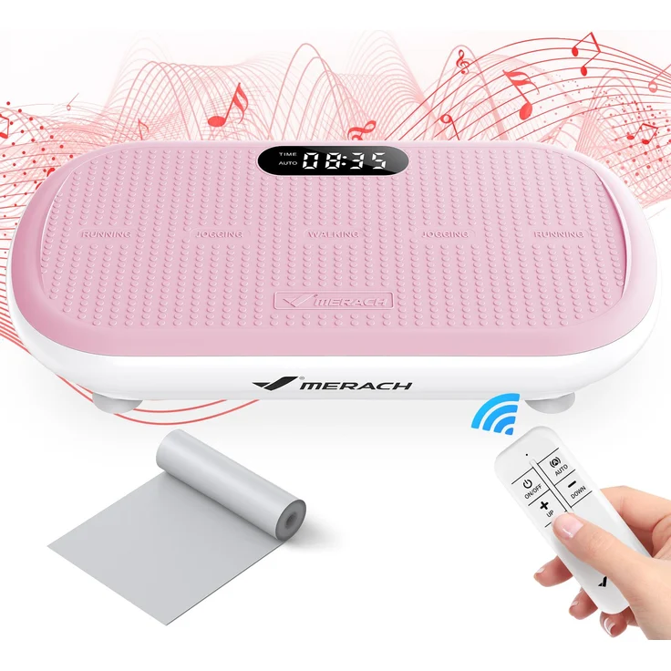 Merach Vibrationsplatte Trainingsgerät mit Bluetooth, 10 Intensitätsstufen, für Ganzkörpertraining, bis 200 kg, 200W Motor