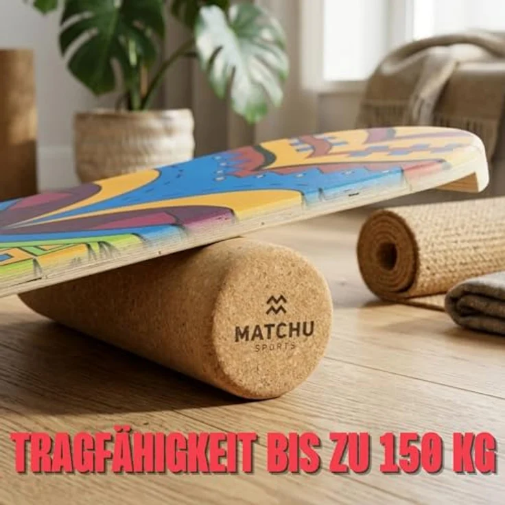MATCHU Balance Board Trickboard aus 100% Holz, inklusive Hockerrolle, Surf Trainer für Stabilität und Gleichgewicht, ideal für Sporttraining und Tricks – Bild 5