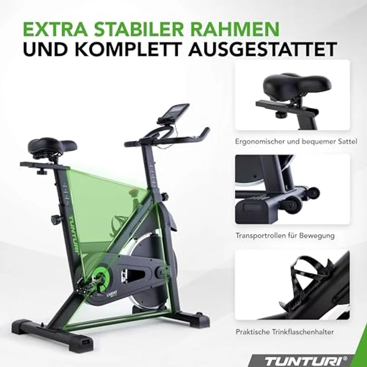 Tunturi Cardio Fit S20 Sprinter Bike - Indoor-Fahrradtrainer mit Bluetooth und manuellem Widerstand, schwarz - Preisvergleich – Bild 4