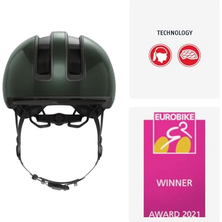 Abus Hud-Y Urban Velohelm, (54 - 58 cm) mit wiederaufladbarem LED-Lichtstreifen und vier Lichtmodi, futuristisches Design – Bild 2