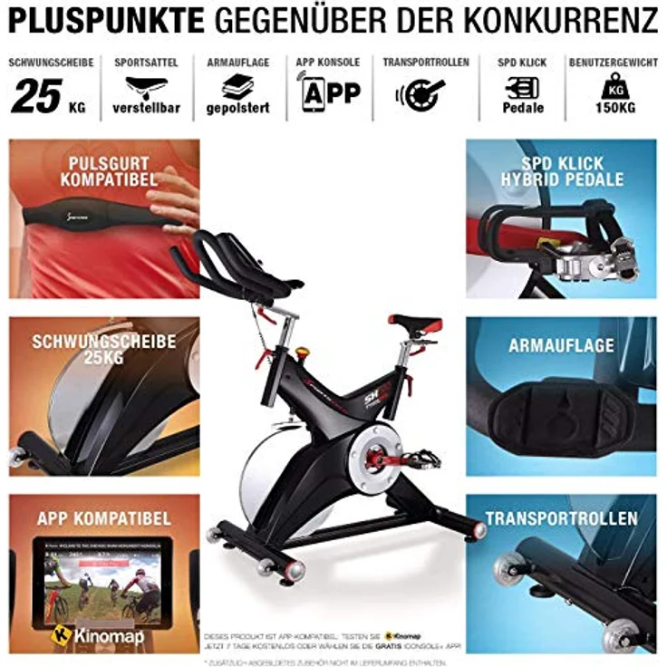 Sportstech Premium Ergometer Heimtrainer SX500 in Schwarz mit 25kg Schwungrad & Multiplayer APP | Deutsche Qualitätsmarke | Hometrainer Fahrrad für Zuhause | Ausdauertraining | Indoor Cycling Bike – Bild 2