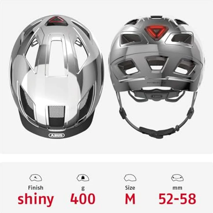 Abus Hyban 2. 0 Fahrradhelm - Chrome/Silver 52 - 58 cm – Bild 4