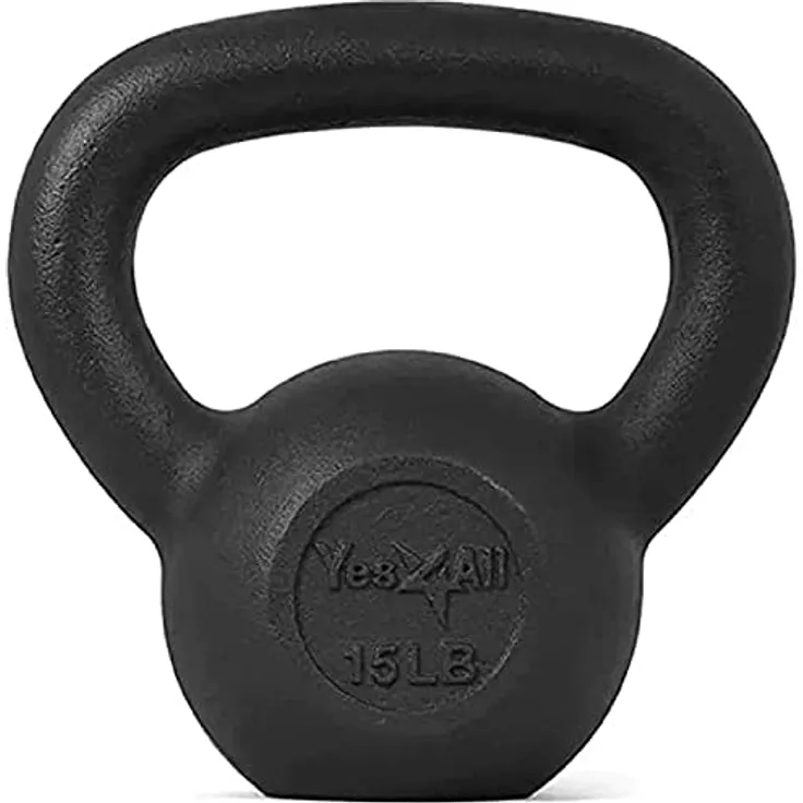 Yes4All Kugelhantel Gewichte Set aus massivem Gusseisen-Ideal für Ganzkörpertraining und Krafttraining-Kettlebell 6,8 kg, C. Schwarz-6.8kg