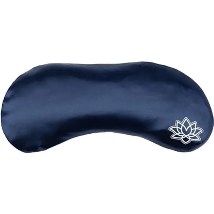 Bodhi Weiches Augenkissen mit Lavendel-Leinsamen-Füllung | Augenmaske für Yoga, Entspannung & Meditation | Bezug aus Mako-Satin oder Seide | Wellness für Zuhause (aus Seide/in dunkelblau)