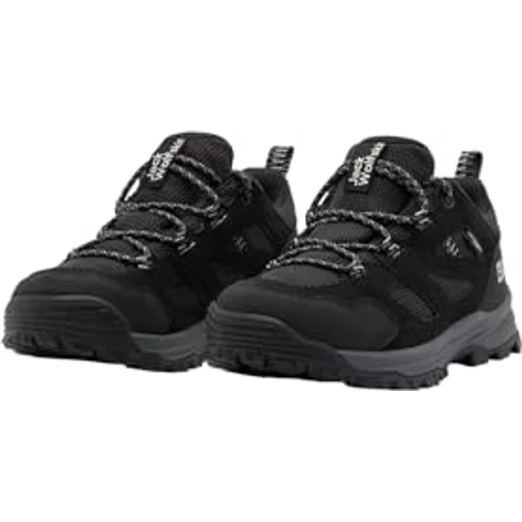 Jack Wolfskin VOJO TOUR TEXAPORE LOW K, Wasserdichter Wanderschuh für Kinder mit rutschfester Gummi-Außensohle und D-Ring-Schnürösen, schwarz – Bild 3