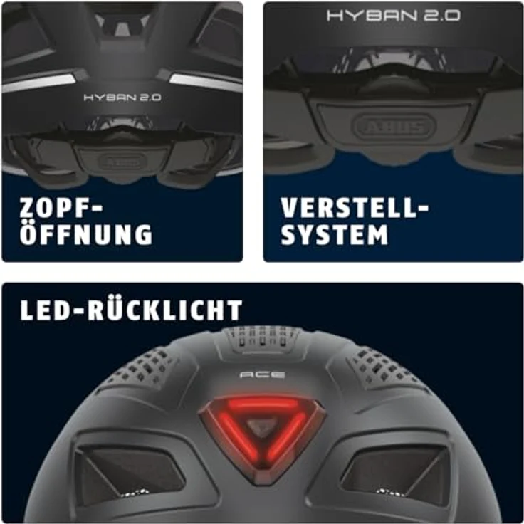 Abus Helm Hyban 2. 0 ACE - Velvet Black 52 - 58 cm – Bild 6