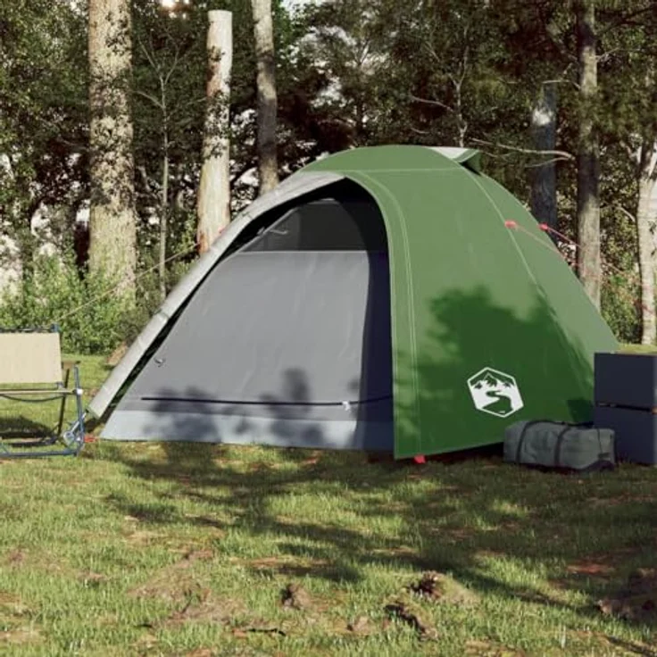 vidaXL Kuppelzelt für 4 Personen, Wasserdichtes Campingzelt mit Abnehmbarem Überzelt und Insektenschutz, Leicht Tragbar, Grün – Bild 4