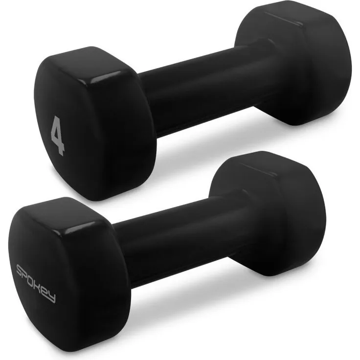 Spokey SET OF DUMBBELLS SHAPE, Kurzhantelsatz 2x4kg aus Gusseisen, mit PVC-Ummantelung, schwarz