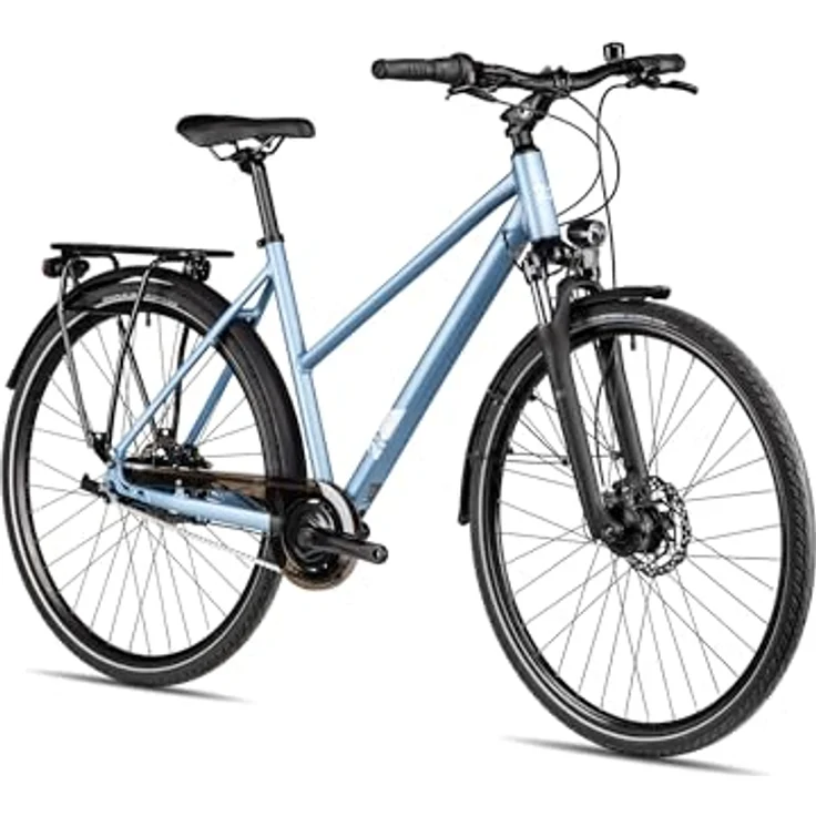 2R Manufaktur TRX GO Trapez Citybike, 28 Zoll, mit SR Suntour Federgabel, hydraulischen Scheibenbremsen und Nabenschaltung, hellblau, 56 cm – Bild 2