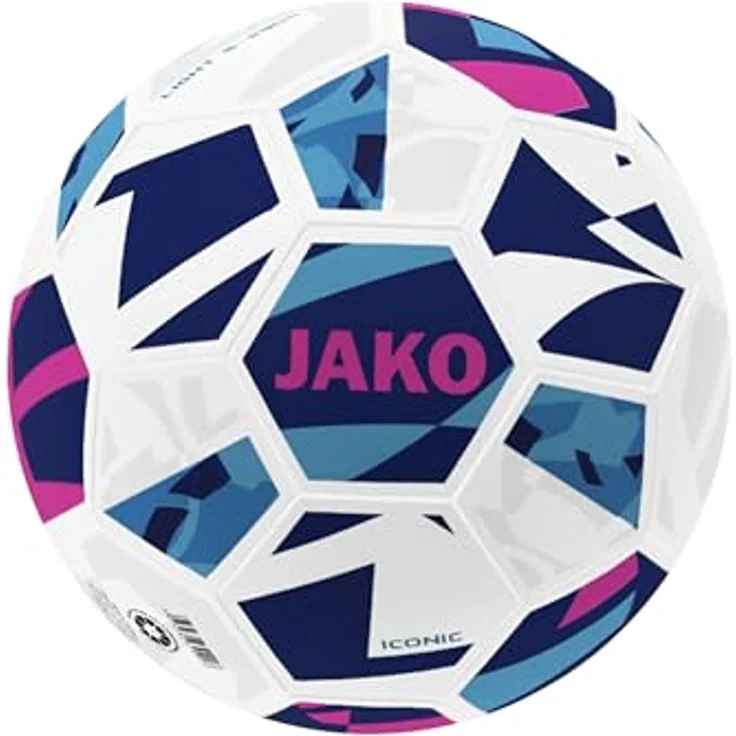 JAKO Lightball Iconic, Fußball Größe 4 (350g) mit Hybrid-Technologie, weiß/Navy/pink, perfekt für Kinder und Erwachsene – Bild 1