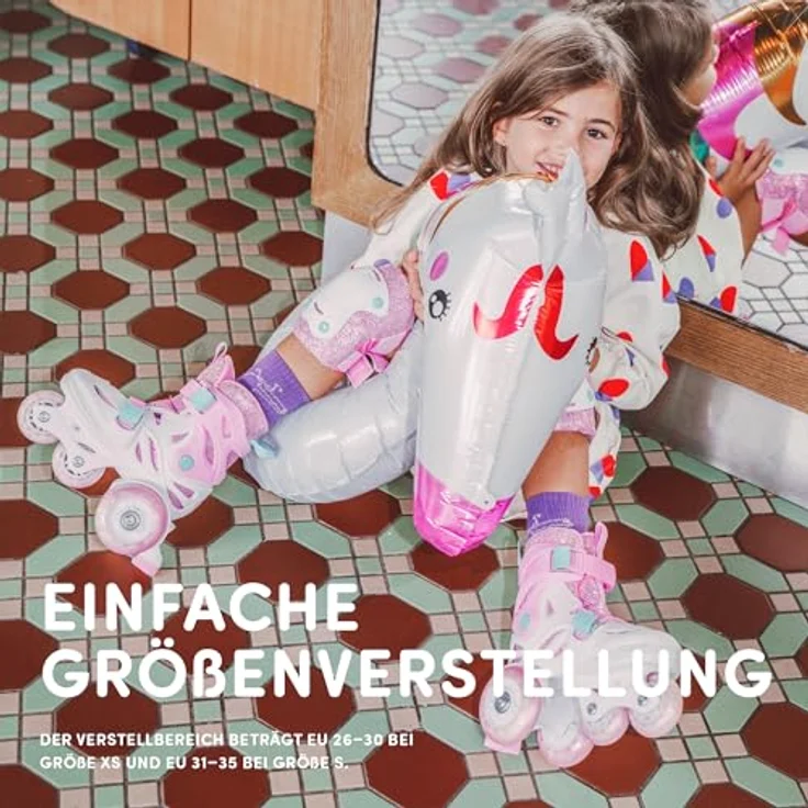 CARIBOO Ballerina, Einstellbare Kinder-Inlineskates mit Hardshell-Schale und LED-Rädern, rosa, Größe XS (26-30) – Bild 8