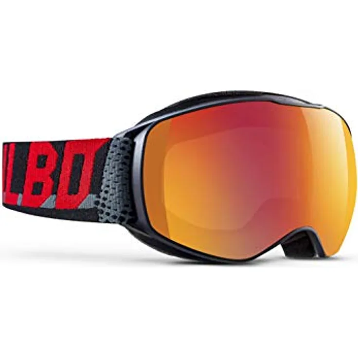Julbo Echo Jungen Skibrille, Schwarz (Black/Grey/Red), S, verstellbarer Rahmen, 100% UV-Schutz, anti-beschlagbeschichtet