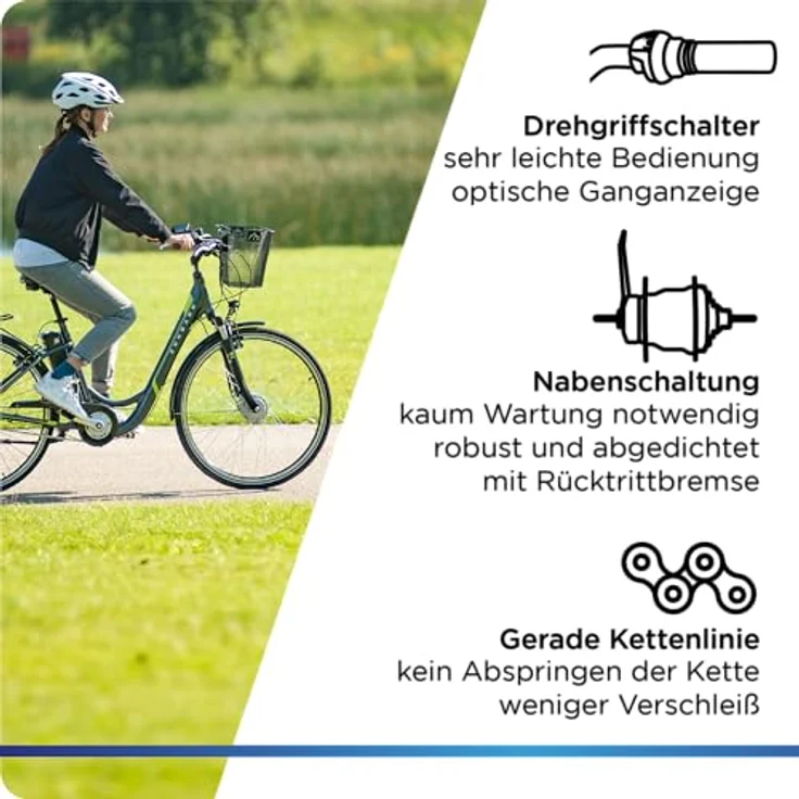Zündapp Z510 E Bike 28 Zoll Damenfahrrad ab 155 cm mit 3 Gang Nabenschaltung und Rücktrittbremse, weiß – Bild 8