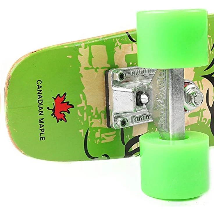 FunTomia Mini-Board Cruiser Skateboard 57cm aus 7-lagigem kanadischem Ahornholz mit ABEC-9 Kugellager, wahlweise mit oder ohne LED Rollen – Bild 5