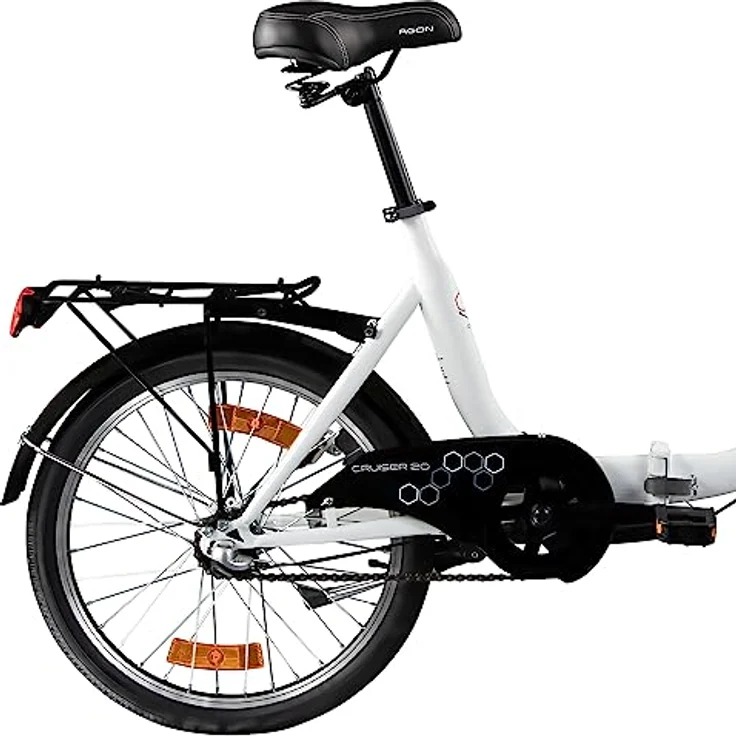 Agon Faltrad Cruiser 20 Zoll, Klapprad mit 3-Gang Nabenschaltung und verstellbarem Sattel, weiß – Bild 4