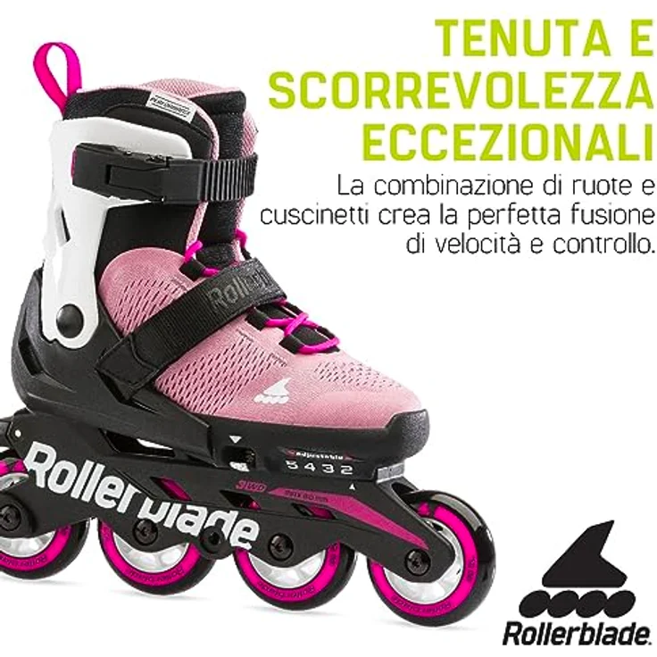 Rollerblade Microblade Rosa/Bianco 23, Verstellbare Rollschuhe für Kinder mit Junior Fit Liner – Bild 4