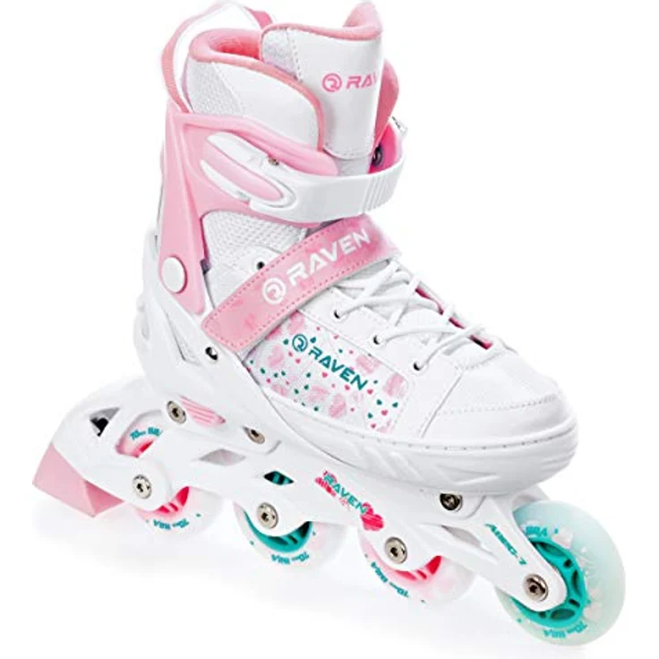 RAVEN 4in1 Inline Skates Triskates Rollschuhe Schlittschuhe Inliner für Kinder Mädchen, verstellbar (ROSI, Gr. 28-32, 18,5cm-21cm), Double-Vent-System, DSAS, Kugellager Abec7 – Bild 5