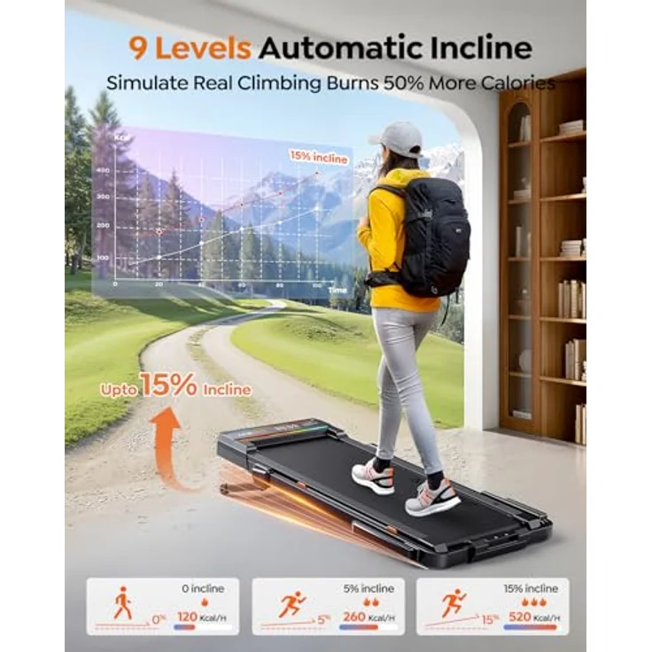 ACEZOE P11pro, klappbares elektrisches Laufband mit 2,5-PS-Motor, verstellbarer Steigung und individueller Griffhöhe, max. Belastbarkeit 136 kg – Bild 2