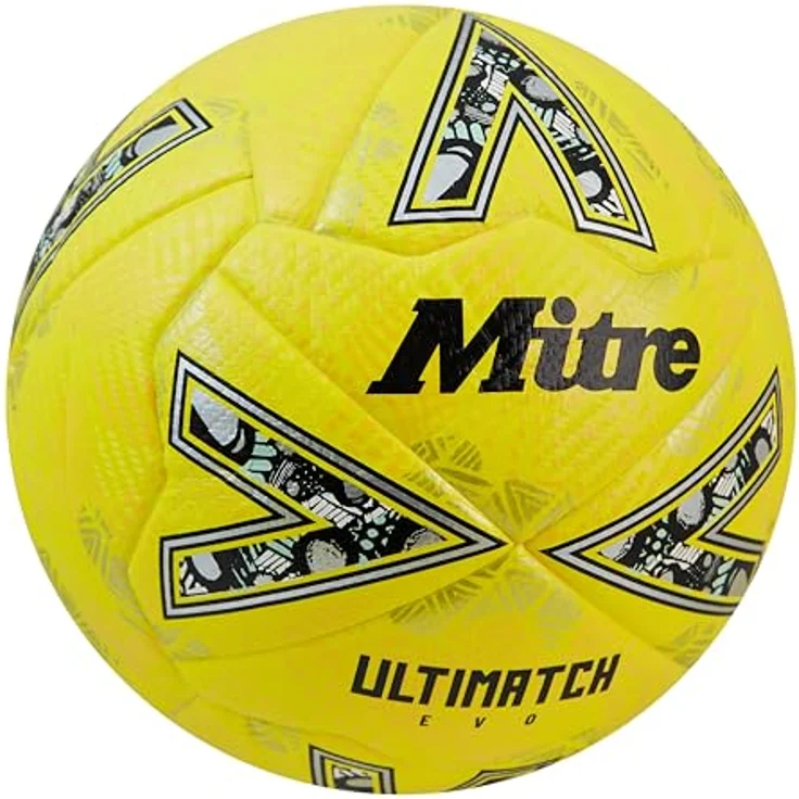 Mitre Ultimatch Evo Fußball, verbesserte Kontrolle, zusätzliche Haltbarkeit, FIFA Basic-zertifiziert, Fluo-Gelb/Flutlicht-Gelb/Kiesiges Gold, Größe 3 – Bild 3