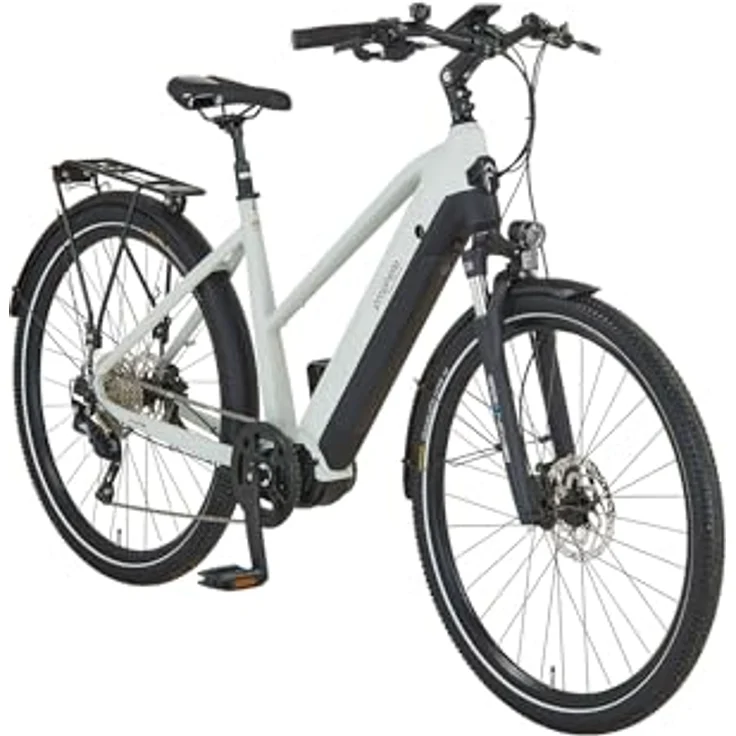 Prophete ENTDECKER 5.0 Damen Trekking E-Bike 28" – AEG 250W Mittelmotor, 220 km Reichweite, 10-Gang, Hydraulische Scheibenbremsen, LED-Beleuchtung, Integrierter Li-Ion Akku, Grau/Schwarz – Bild 3