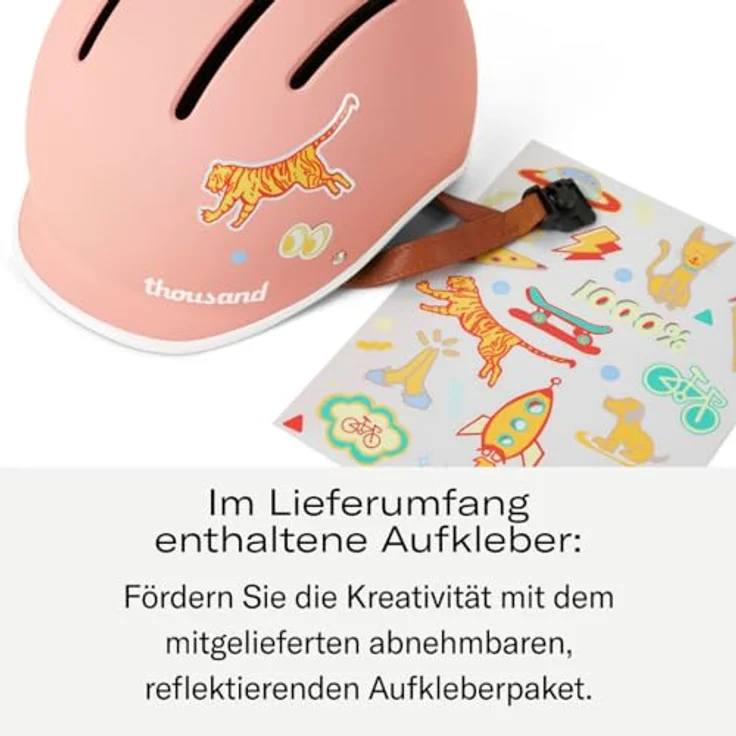 Thousand Jr. Velohelm, sicherheitszertifiziert mit Dial-Fit-System, für Kopfumfang 49-53 cm, mit abnehmbaren Aufklebern zur kreativen Gestaltung – Bild 2