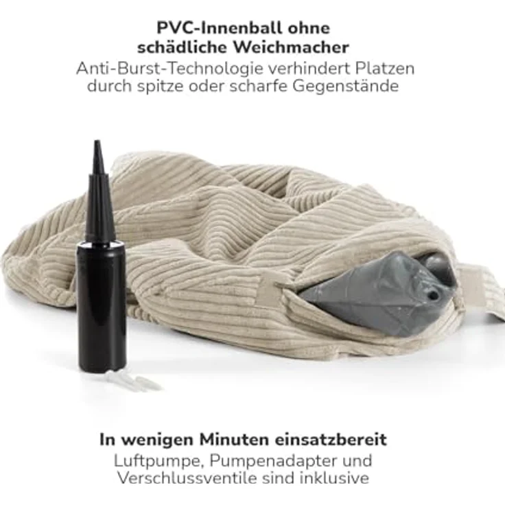 mokebo Stoff Sitzball Büro ergonomisch 'Der Sportliche', 65cm Breite, Stoff- oder Cordbezug, inkl. Pumpe - kuschelige Bürostuhl Alternative in Blau – Bild 5