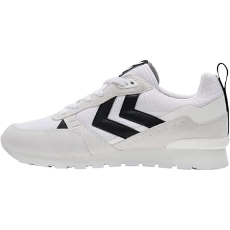 Hummel Thor Sneaker Schuhe, Laufschuhe aus Veloursleder und Mesh, weiß/schwarz, Schuhgröße 36 EU